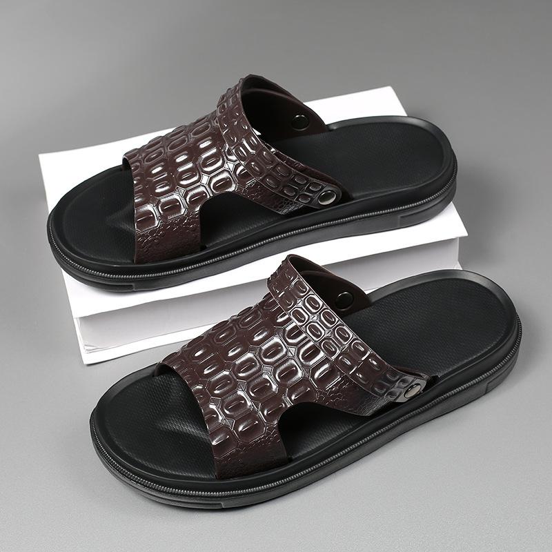 

One-word sandals men s retro fashion trend outer wear stepping on shit sandals dual-purpose outdoor leisure sports beach shoes 45 коричневий