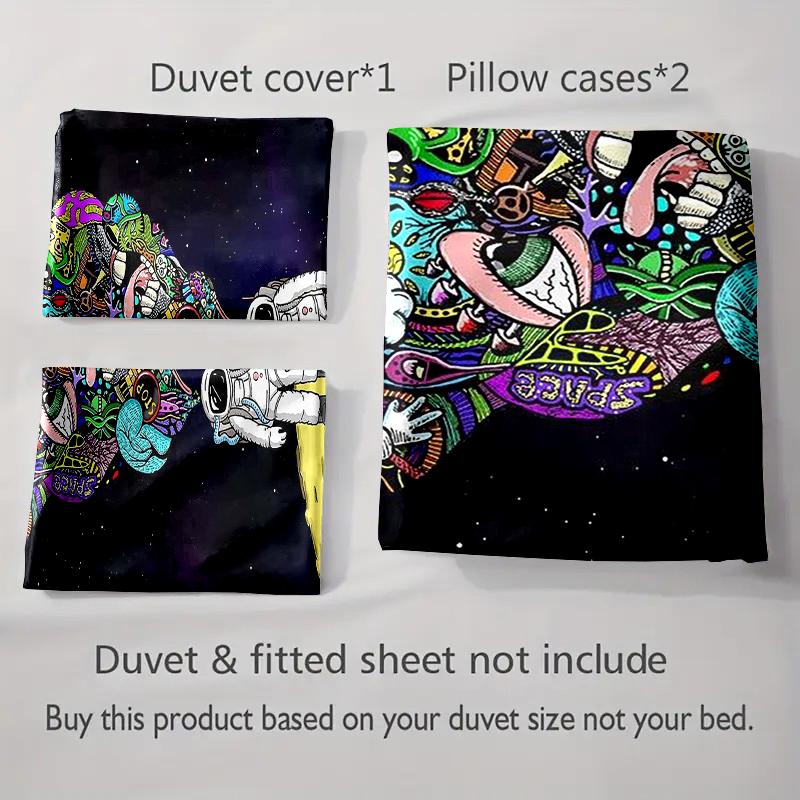 Astronaut colorful explosion Bedding Duvet cover sets Duvet covers Pillowcases gifts (1 * Duvet Cover 2 * Pillowcases, without duvet insert)