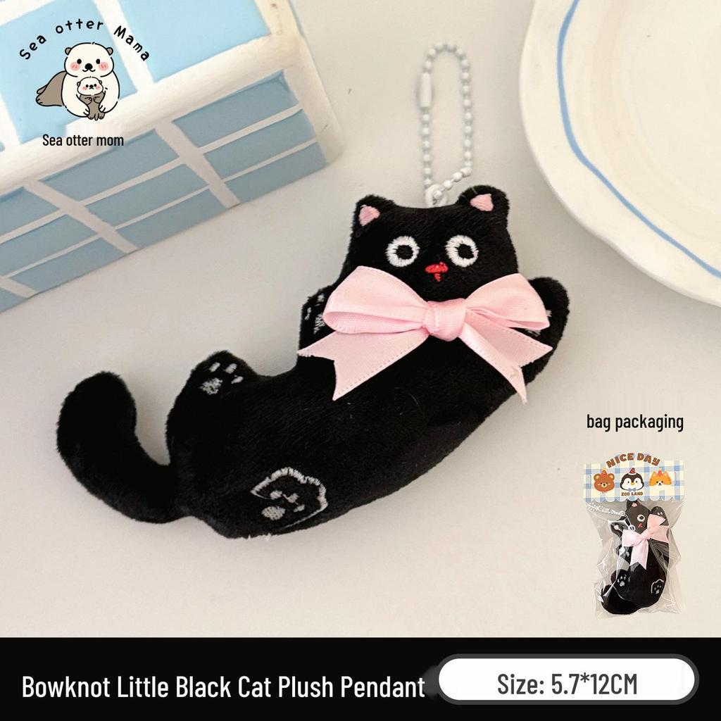 Floral Plush Cat Keychain Pendant – Cute Cartoon Accessory for Backpacks