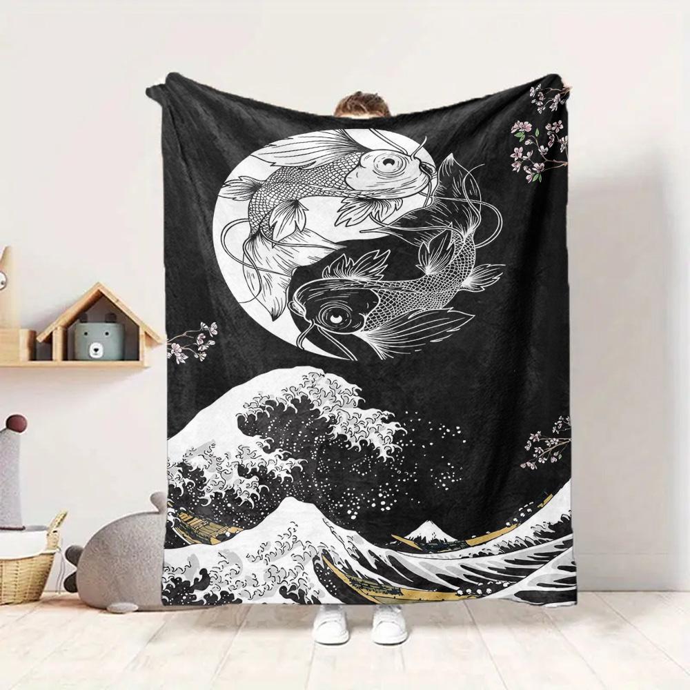 Ocean Waves Flannel Blanket Throw Blanket Soft Warm Sofa Bed Camping Car Home Decor Unique Christmas Gift C93025