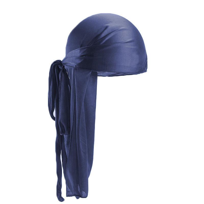 Seidige Durag-Haarkappe für Damen, seidenähnliche Herren- und Turbanmütze, Piratenhut mit langem Schwanz