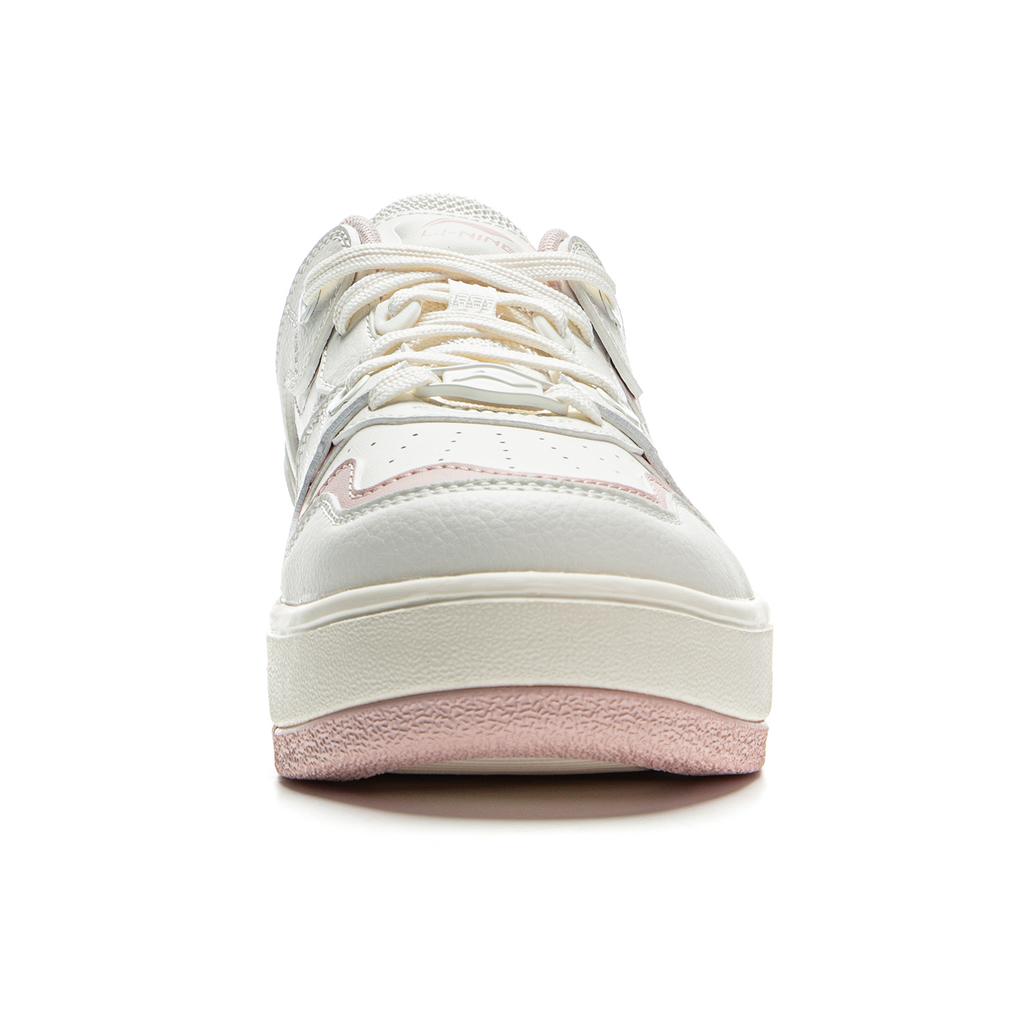 Li Ning Cheese Classic Fashion Casual Versatile Non-Slip Wear-Resistant Lightweight Low-Top Skate Shoes Women sneaker Cloud-White AGCV098-2