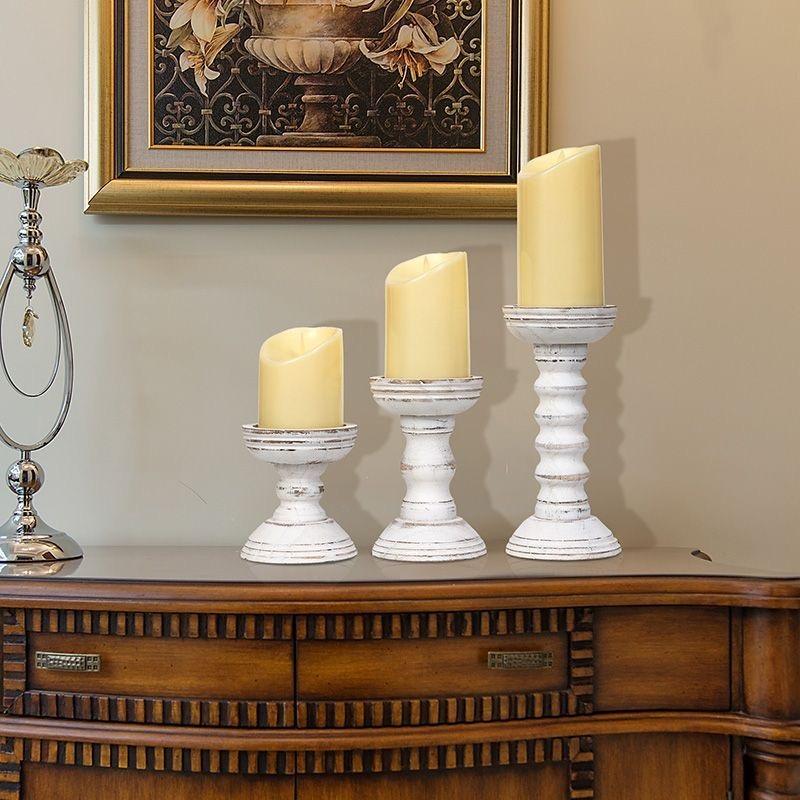 3PC Set New Style Retro Wooden Candle Holder Candle Container Desktop Decoration Home Decor Wedding Candle Holder Festival Gift