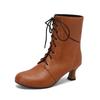 Fashion Autumn New Lace Up Ladies High Heel Shoes Strange Steampunk Boot Victorian Ankle Boots Women Pointed Toe Thick Soled Short Boots