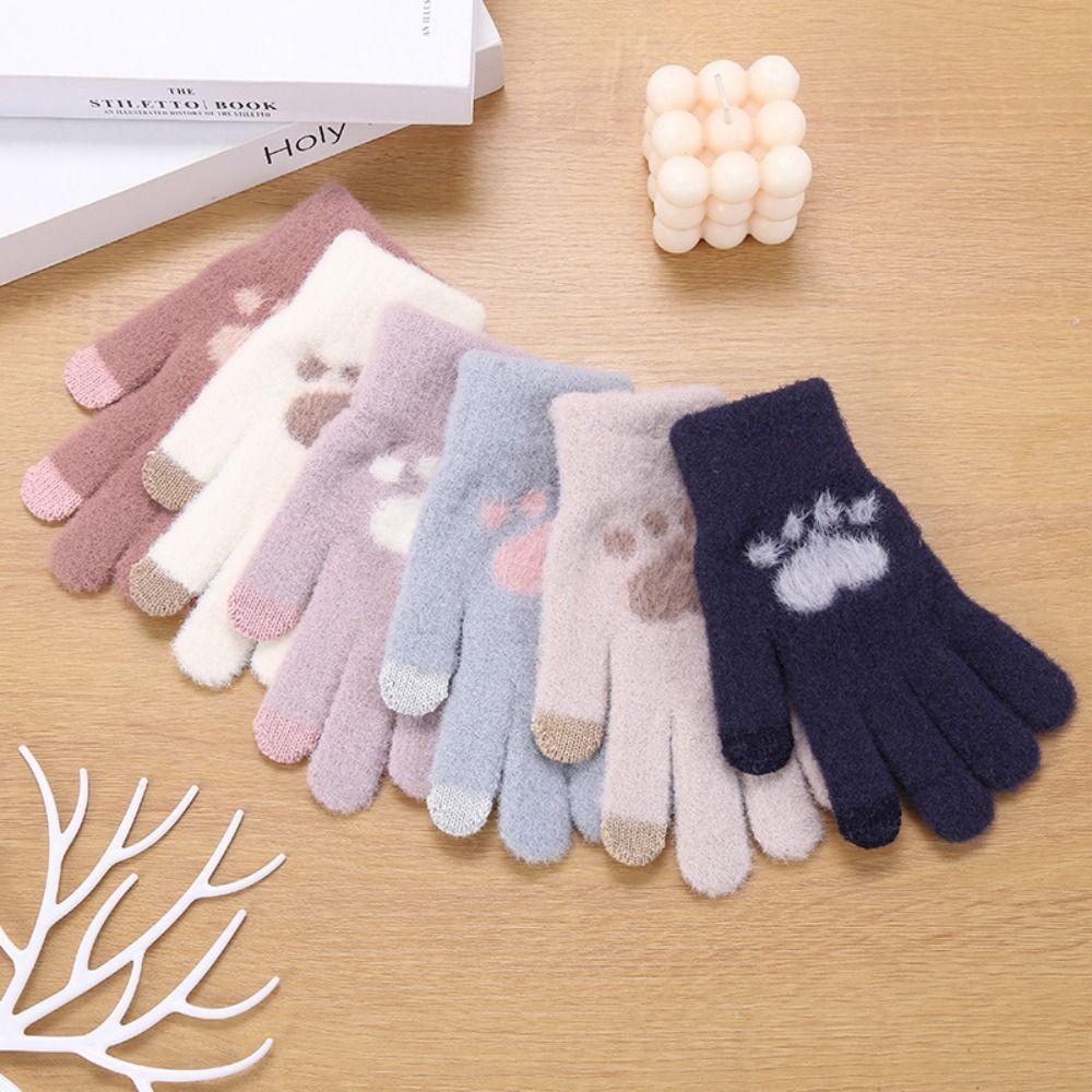 Thicken Touchscreen Gloves Wool Outdoor Cycling Gloves Fashion Knitted Wool Mittens  Outdoors