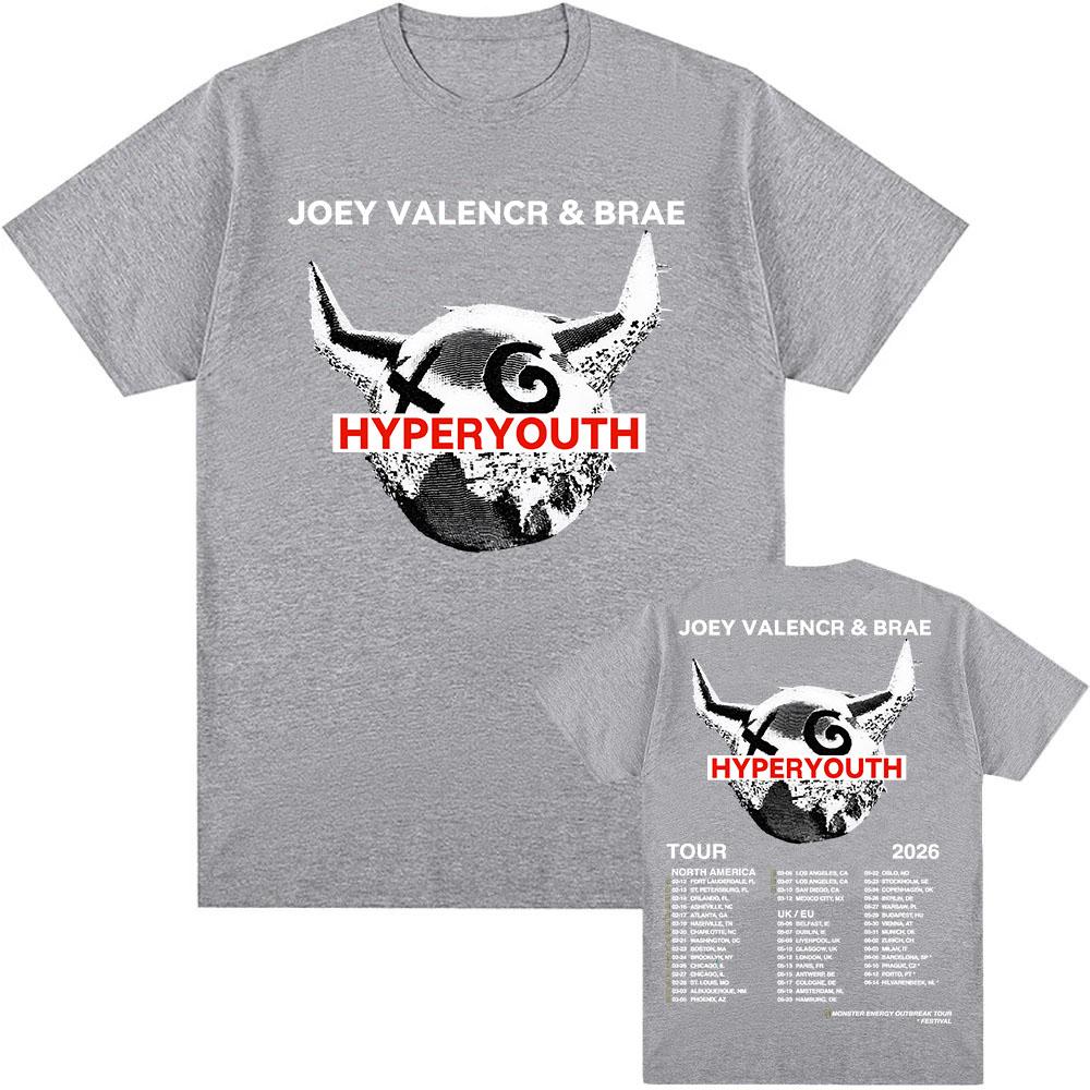 

Hyperyouth JVB Tour 2026 T-shirt Rock Band JOEY VALENCE & BRAE Design Print Tshirts 100%Cotton O-neck Fashion Male Tees Unisex Shirt M