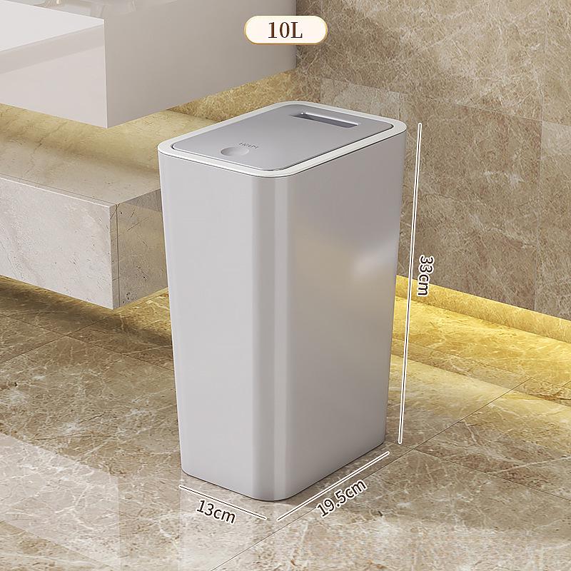 Large Capacity Narrow Push-Top Trash Can with Lid for Bathroom and Toilet