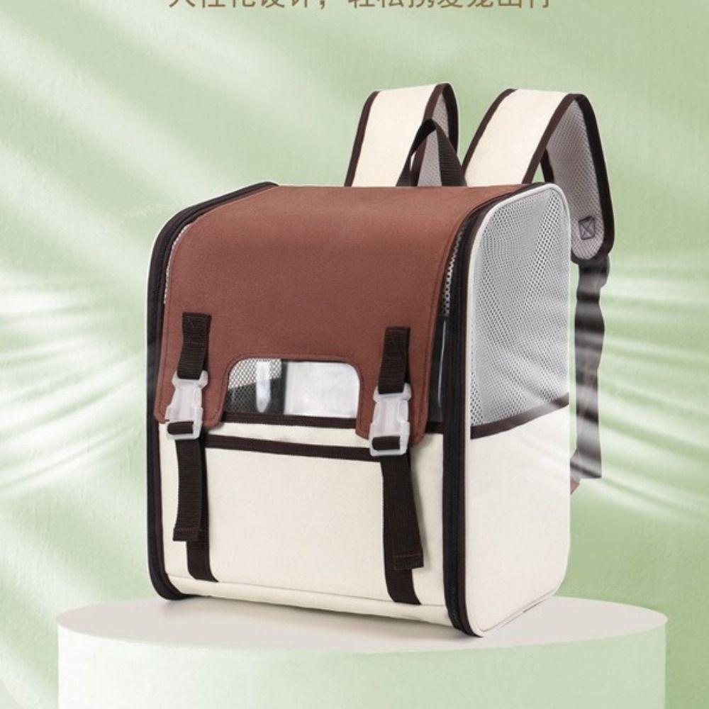 Large Capacity Pet Carrier Backpack Foldable Structure Breathable Cat Shoulder Bag Roller Shutter Adjustable Straps