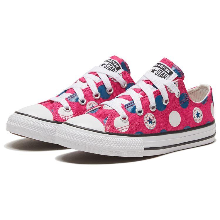 Converse Chuck Taylor All Star Low Top Kids Canvas Shoes Blue Pink Polka Dots Teenagers 667598C