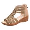 Fish mouth hollow rhinestone wedge heel sandals women's summer new high heels breathable sandals often