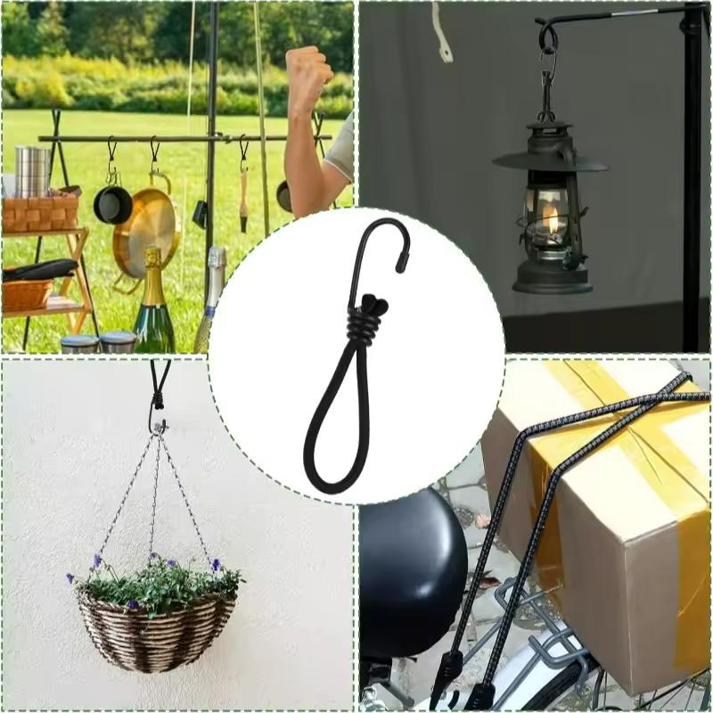 Multifunction High Elastic Rope Hook Anti-wind Canopy Tarp Tent Cords Outdoor Camping Bungee Fixed Binding Belt Hooks Fastener