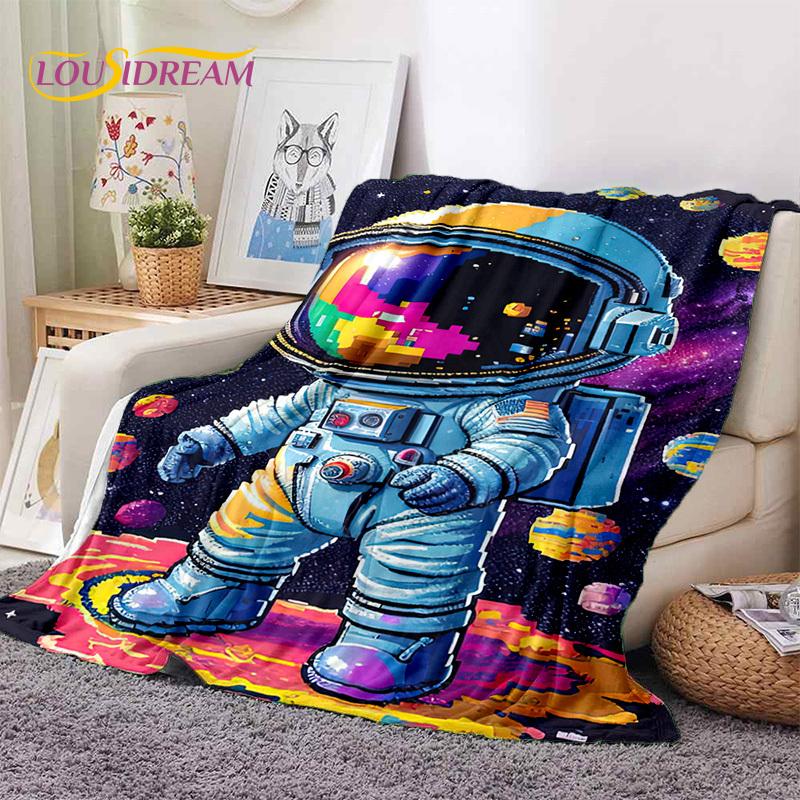 Astronaut Dream Universe Spaceman 3D Outer Space Cartoon Soft Blankets,Throw Blanket for Picnic Beds Home Bedroom Cover Kid Gift