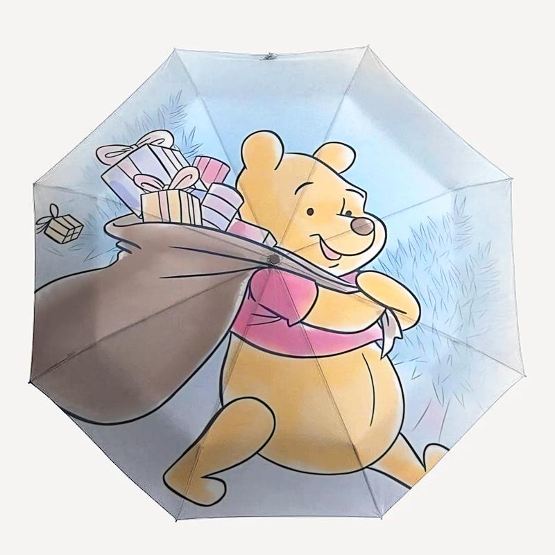 Winnie and Friends Themed Travel Umbrella-8 Ribs Automatic Opening and Closing, Portable Folding Design, Compact and Stylish Umbrella