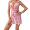 European and American popular INS style, ribbon lace floral suspender skirt, fun pure desire style, luxury temptation nude dress