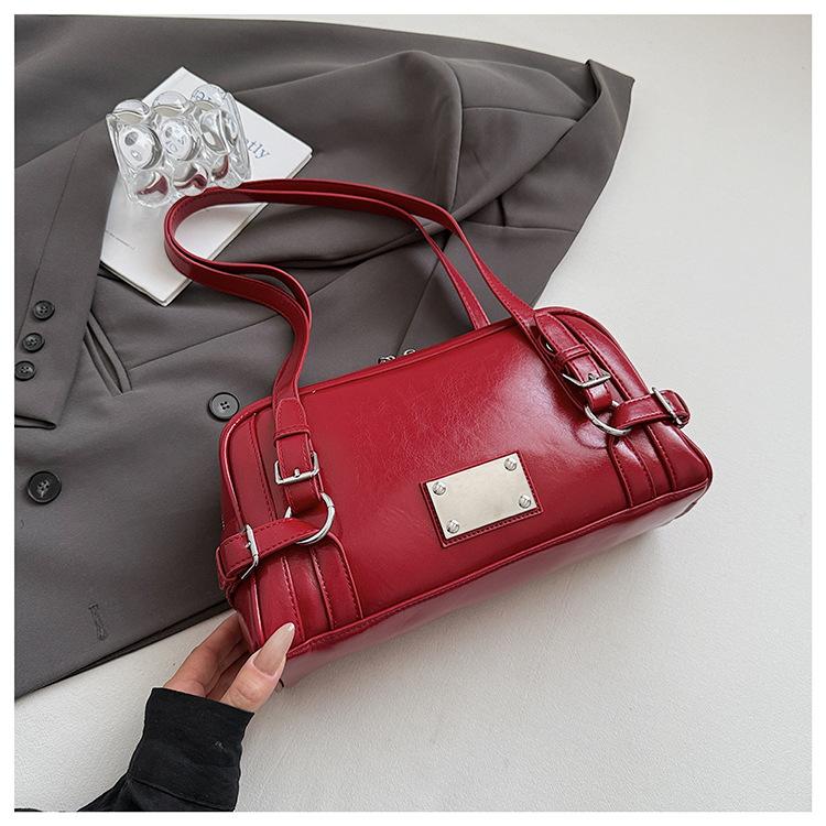 Korean Niche Spice Girl Underarm Bag Women's 2025 New Simple Texture Bowling Bag Single Shoulder Tote Bag Tide