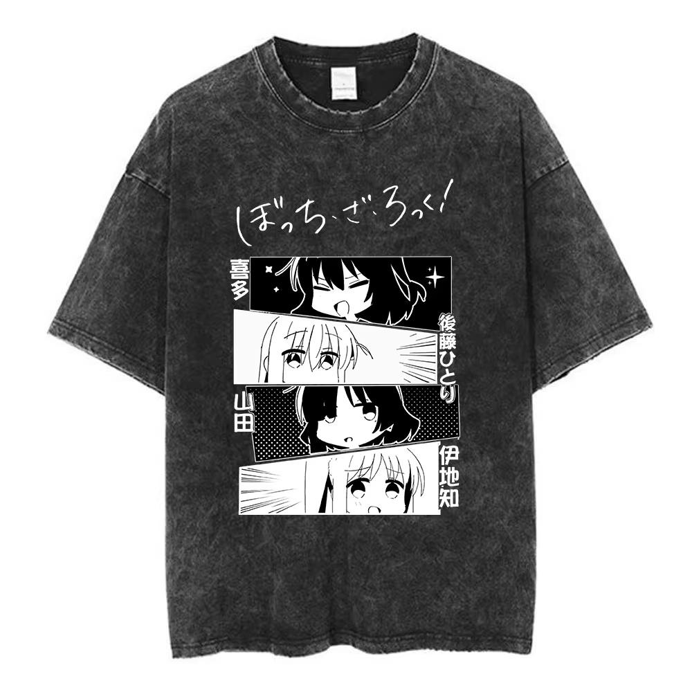 2026 Estate Saldo Estivo Vintage Lavato Anime Bocchi The Rock Gotoh Hitori Kessoku Band Maglietta Uomo Donna Maglietta Oversize Vintage