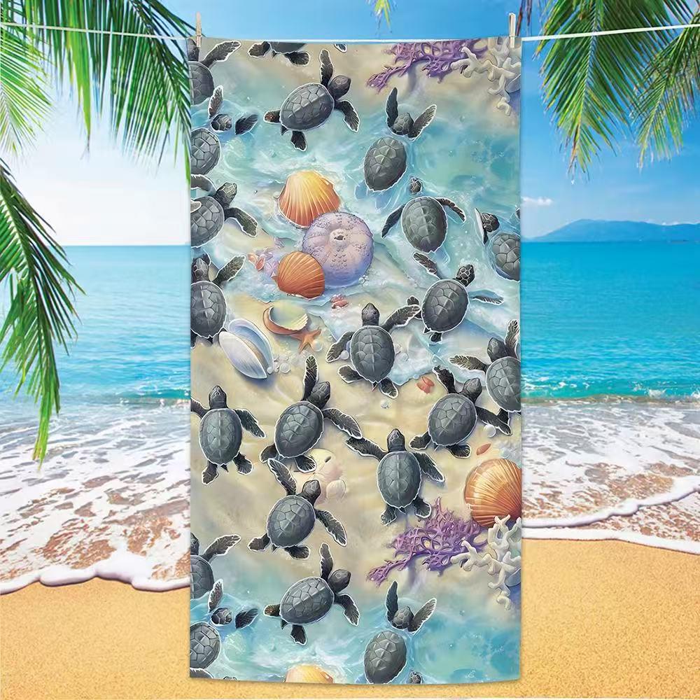 Ultra-Fine Fiber Sea Turtle Beach Towel: Quick-Drying & Water-Absorbing Bath Towel 70x140 cm