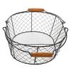 Vintage Metal Wire Basket Wood Handle Rustic Iron Farmhouse Kitchen Pantry Countertop Egg Fruit Storage Basket