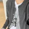 Gentle Korean Retro Knit Cardigan with Faux Two-Piece Design - 2025 Autumn/Winter Wool Sweater