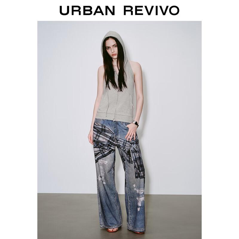 

UR 2025 Женские джинсы из состаренного денима с ретро-принтом 25