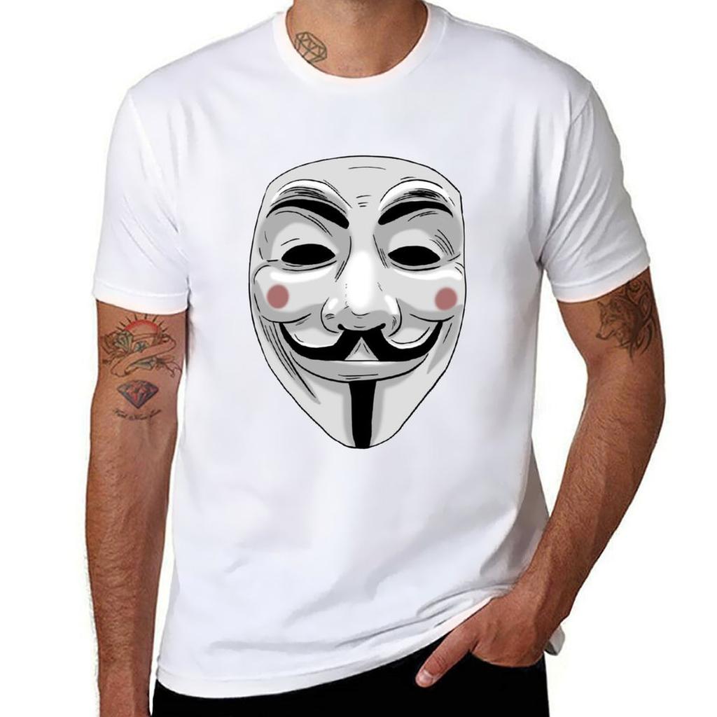 Anonymous Hacker Mask TShirt Basic Solid Tee for Daily Use