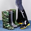 Men's green rain boots labor boots tall rain boots gray fashion protective men's water shoes outdoor camouflage water boots men's boots