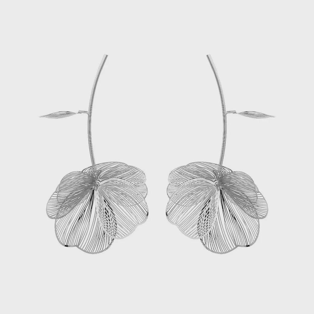 Exquisite Alloy Flower Earrings - Elegant Metal Texture, Light Luxury European & American Style