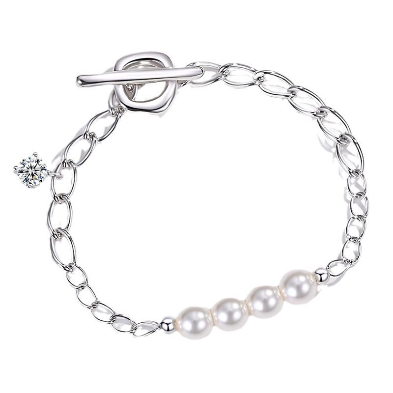 S925 Sølv Glassperler 30 Punkter Moissanitt OT Armbånd for Kvinner Europeisk og Amerikansk Mote Temperamentsarmbånd Sølvsmykker