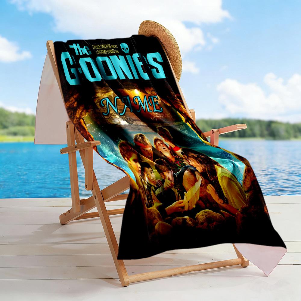 Goonies Adventure Begins Personalized Name Beach Towel Soft Durable Quick-Dry Suitable for Swimming Gym Camping Yoga Vacation