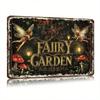Vintage Metal Tin Sign Flower Fairy Garden Wall Decor Housewarming Gift