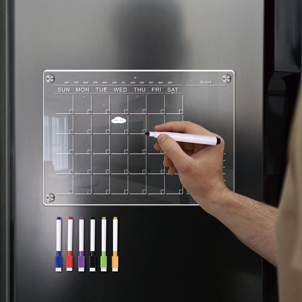 3D Magnetic Acrylic Erasable Weekly/Monthly Planner Board for Fridge