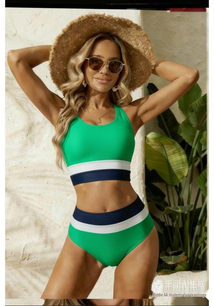"Damen Großer Split Badeanzug - Europäischer & Amerikanischer Stil, Bedruckter Bikini mit Reißverschluss"