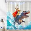 Cat Shower Curtain Ocean Funny Shower Curtain Dinosaur  for Bathroom Wave Shower Curtain Set with 12 Hooks