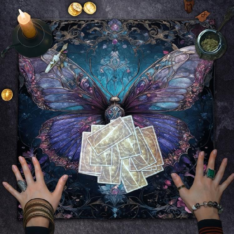 Divinations Tablecloth Butterfly Flower Astrology Tarots Card Tablecloth Altars Cloth Divinations Board Game Accessory