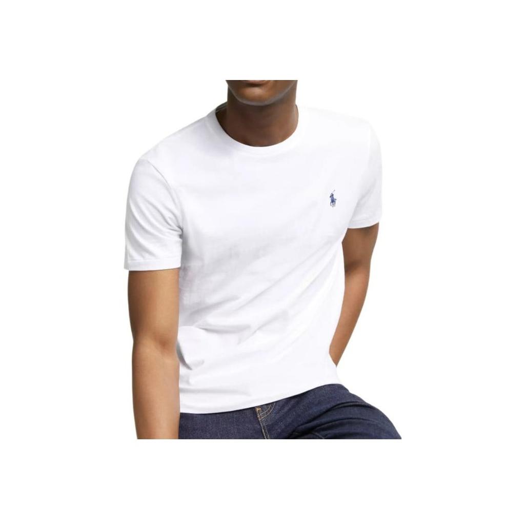 Polo Ralph Lauren Logo Embroidered Solid Color Crew Neck Short Sleeve T-Shirt Men Tops White 710706748-002