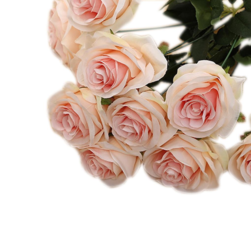 10 Heads Rose Artificial Flowers Bouquet Wedding Home Party Decor