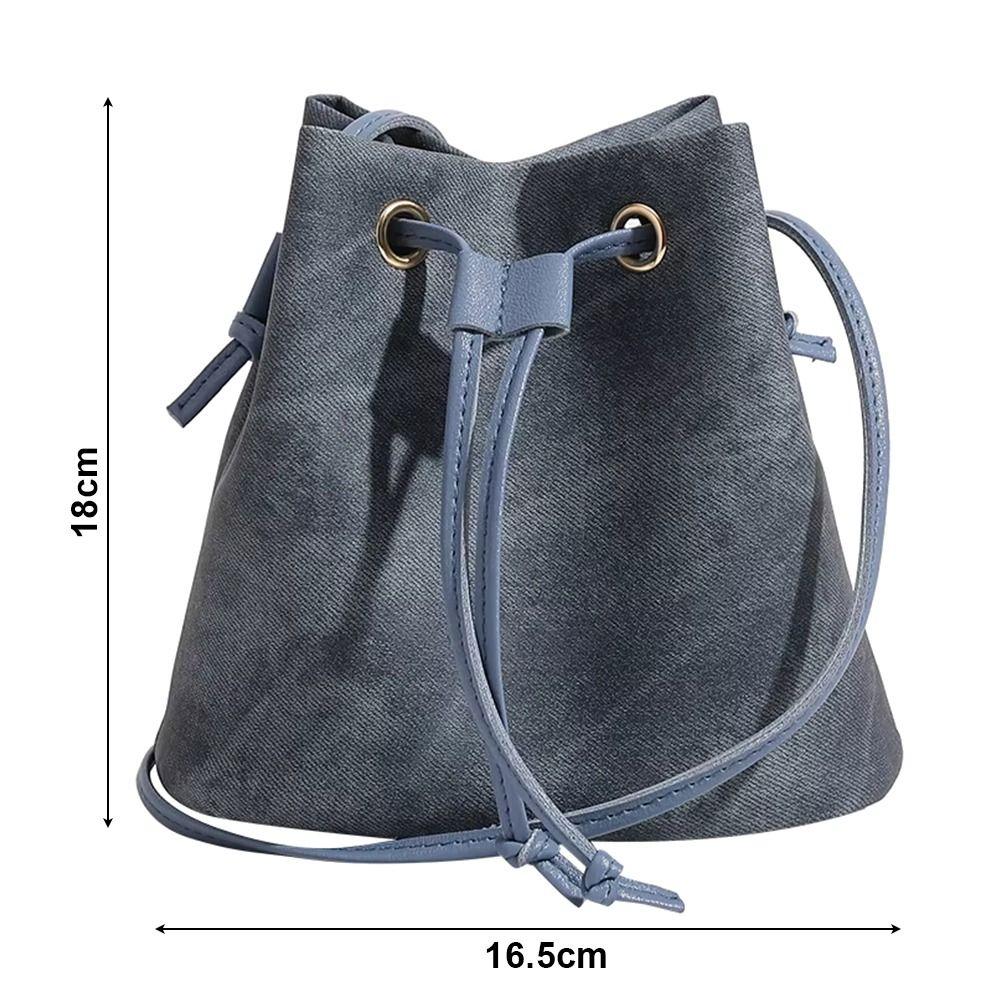 1Pcs New PU Leather Drawstring Bucket Bag Casual Urban Minimalist Style Shoulder Bag Small Crossbody Bag for Women