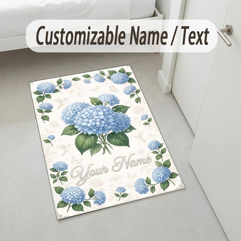 Alfombra de Terciopelo de Cristal con Temática de Jardín Floral Alfombrilla Suave Personalizada con Nombre y Texto Decoración del Hogar