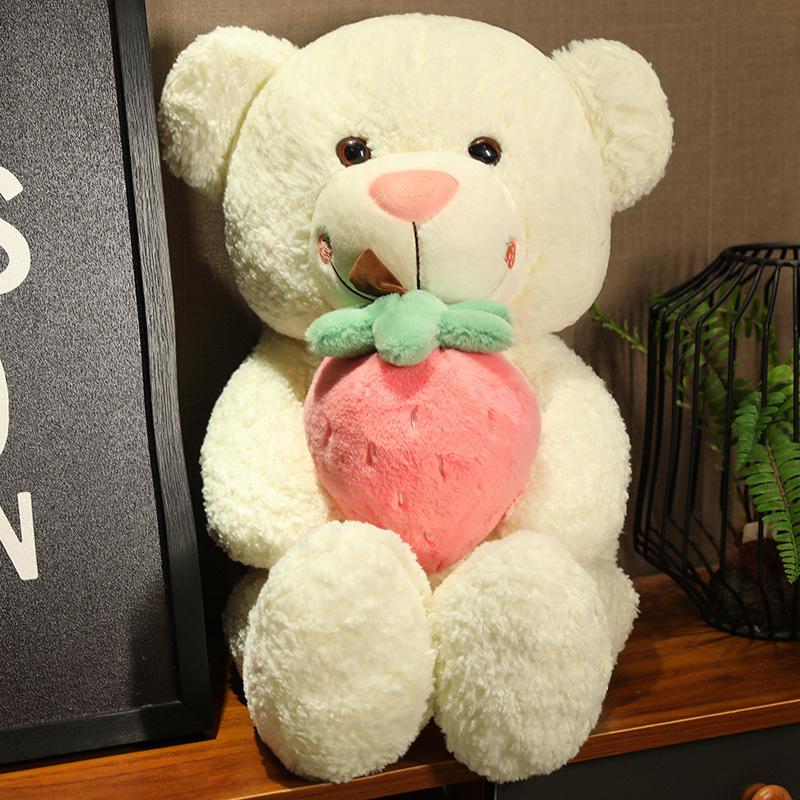 Pink Strawberry Bear Doll Large Strawberry Teddy Bear Plush Toy Doll Girl Sleeping Doll Bear Pillow