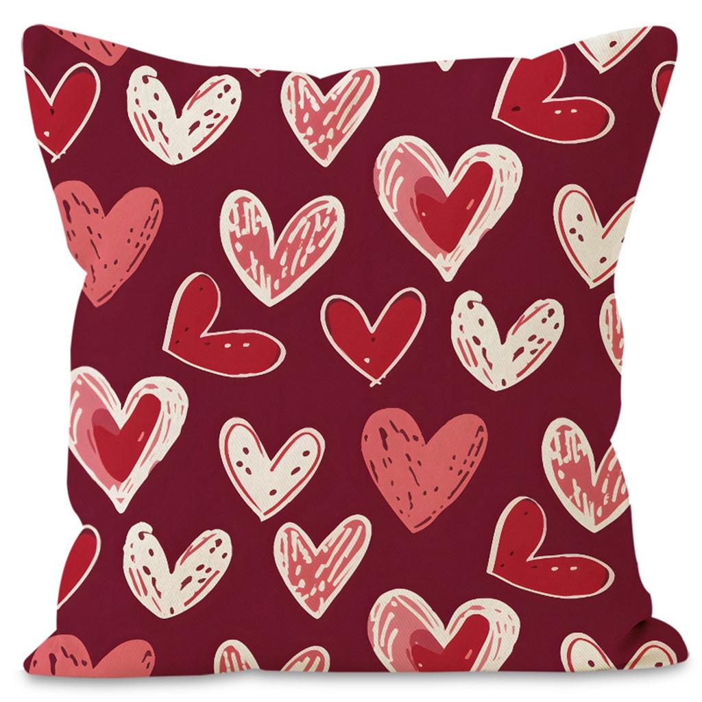 Valentine's Day Couple Love Sofa Pillow Cover Home Decoration Pillow Cover Linen Printed Cushion Cover