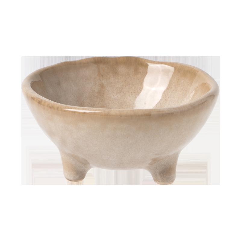 Japanese Retro Three-Legged Ceramic Condiment Dish for Sauces, Dips, and Seasonings