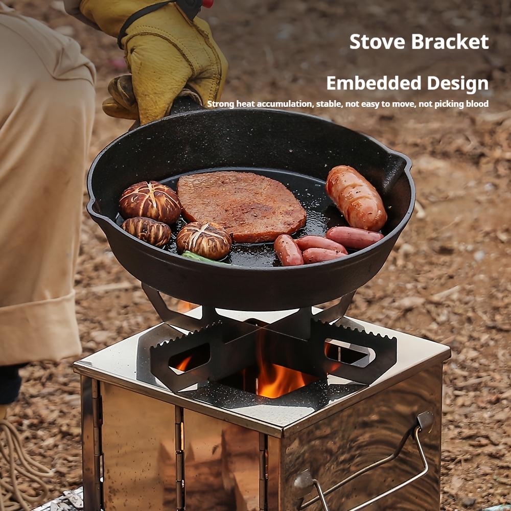 1pc Portable Outdoor Folding Wood Stove - Compact Stainless Steel BBQ Grill for Camping and Picnics