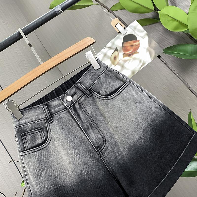 DIMANAF Plus Size 2025 Women Shorts Pants Summer Elastic Loose Jeans Short High Waist Basic Pants Maxi