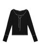 Mileko Stitch Ribbon T-Shirt Black