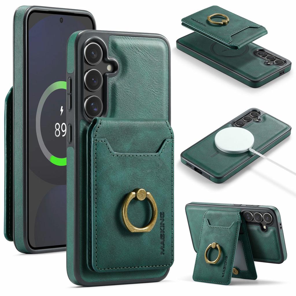 MAGKING K1 Series For Samsung Galaxy S24 FE Magnetic Case PC + TPU + PU Phone Cover with Card Holder