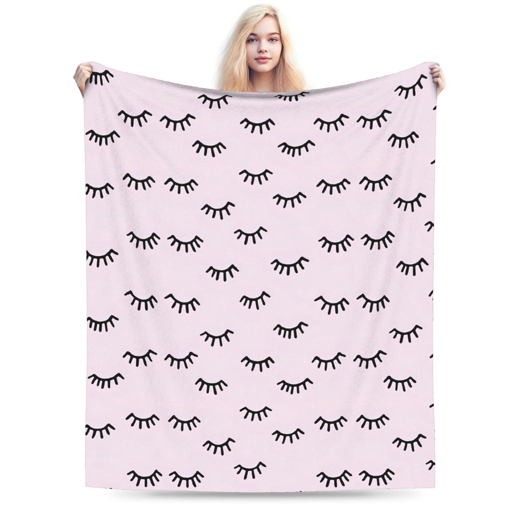 Eyelash Cartoon Eyelashes Blankets Flannel Spring Autumn  Portable Soft Throw Blanket for Sofa Travel Bedspreads