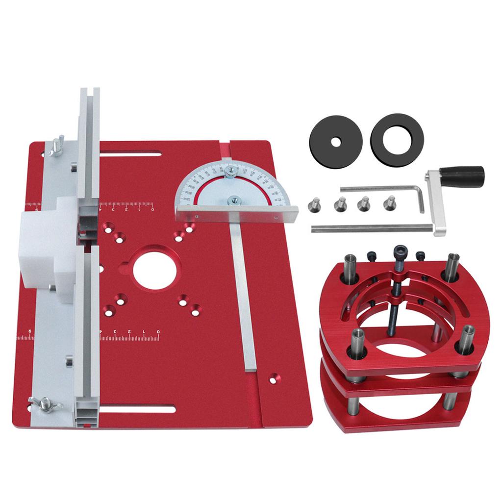 Woodworking Router Lift Kit Aluminum Router Table Insert Plate with Miter Gauge Slot for 65mm Trim Router Motors