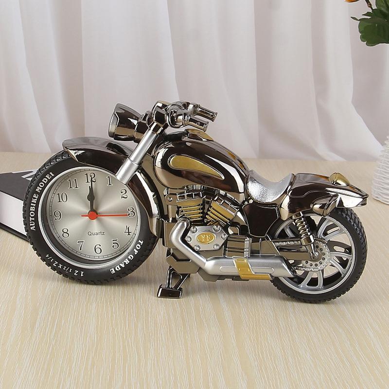A Large Motorcycle Alarm Clock, Home Decoration Ornament, Children's Bedside Clock, Desktop Decoration