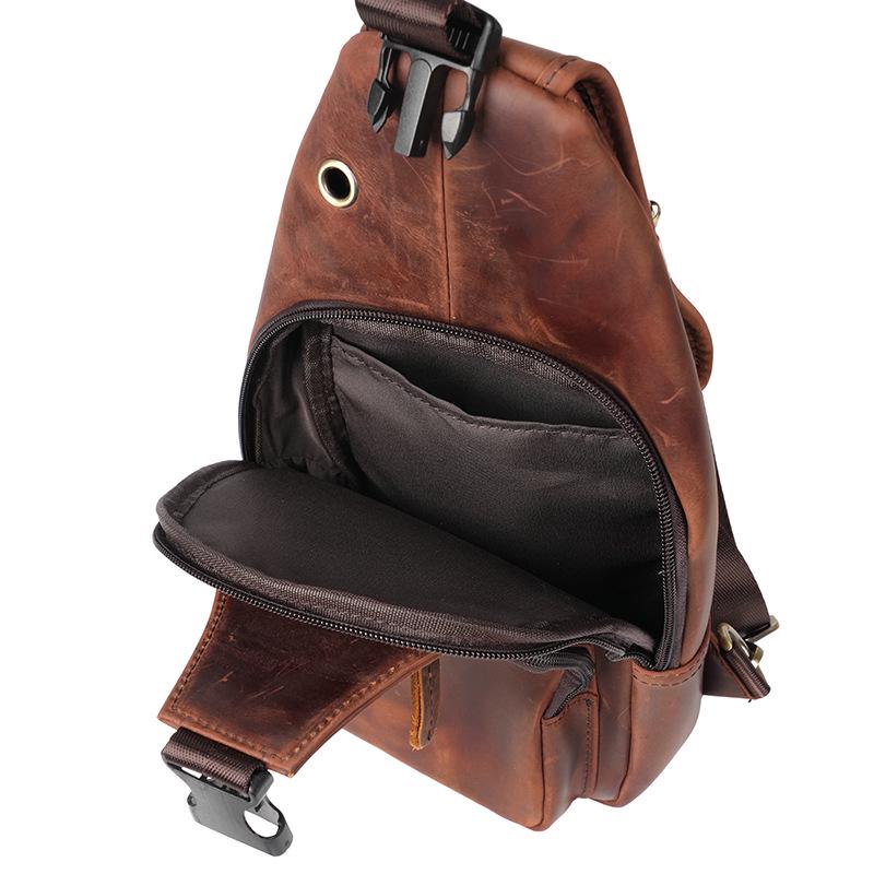 Men's Retro Genuine Leather Crossbody Chest Bag