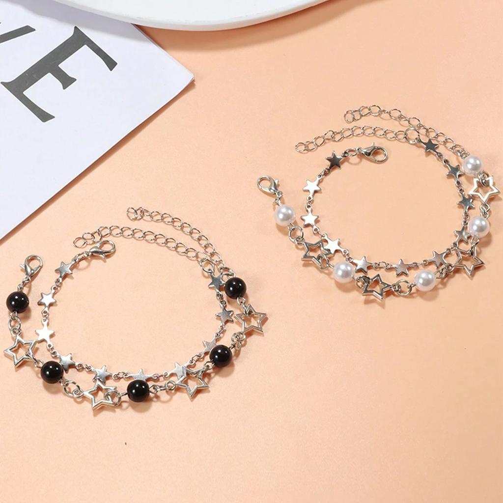 Celebrity Y2K Couple Bracelet Set, Imitation Pearl Star Friendship Bracelet, Perfect Gift for Holidays,Suitable for Daily Wear